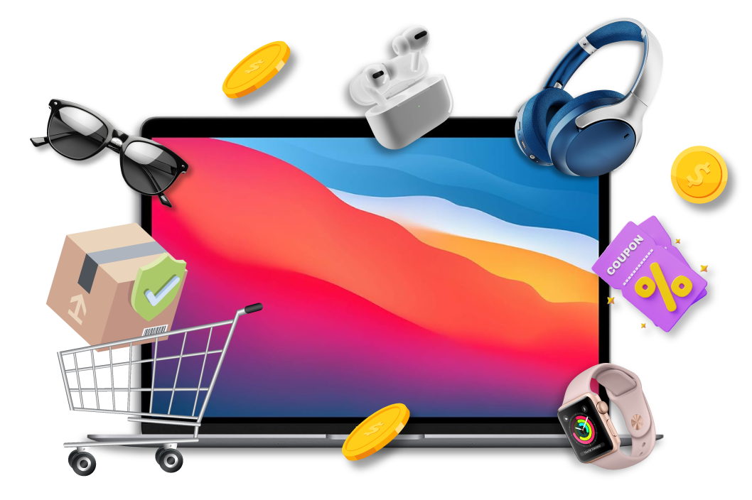 Shopping Cart With Tech Accessories
